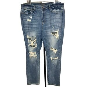 Judy Blue Boyfriend Fit Jeans Destroyed Medium Wash JB8286MD-PL Women's Size 20W